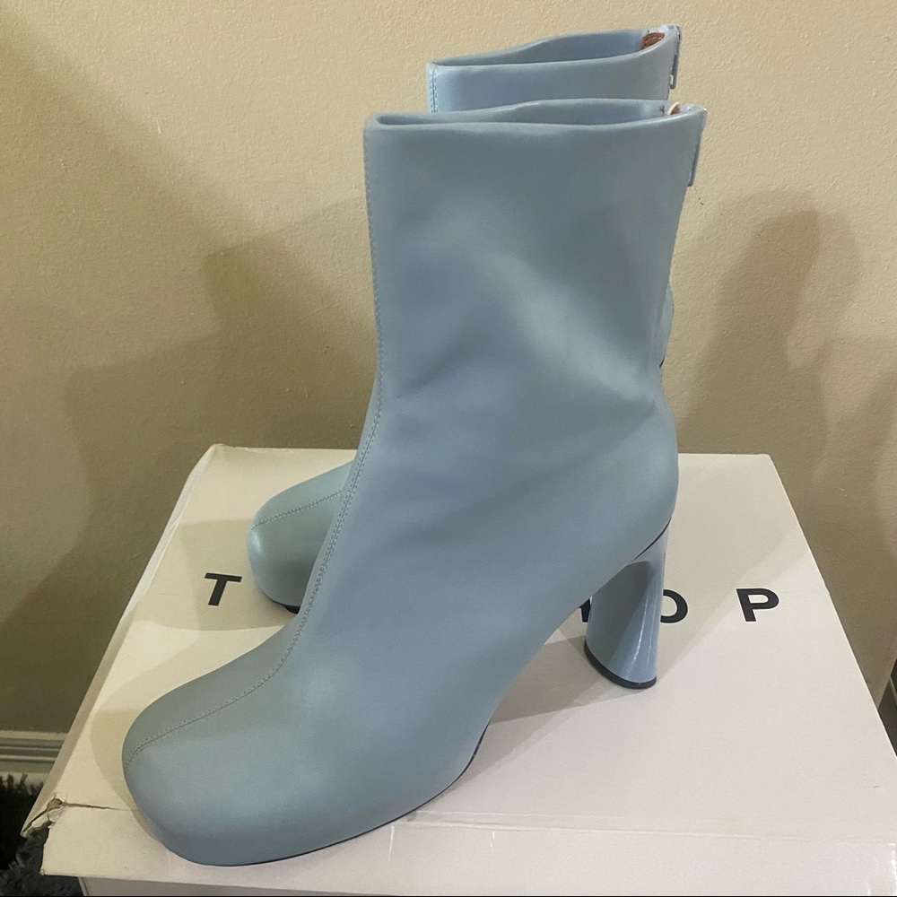 Topshop Harri Platform High Heeled sock Party Blogger Women Boots in Sky boots - Picture 10 of 11